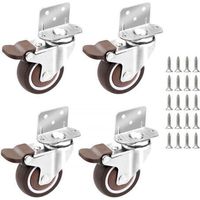 4x Rollen - 25mm Für Möbel, Kleine Schwenkbare Rollen Mit Bremse, Montageplatte Und Schrauben
