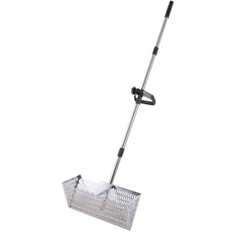 40 Cm Flohkamm, Strand-sandschaufel Aus Stahl Mit Breitem Trapezförmigem Korb, Langstieliger Abnehmbarer Rechen Zum Kämmen Des Strandes, Sieben Des Sandes Und Schatzsuche