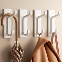 Klebe-wandhaken, Handtuchhalter Für Badezimmer, Küchenhandtuch-halter, Kleiderhaken Mit Klebefunktion, Wandmontierte Halterung Ohne Bohren, Wasserdicht, Rostfrei, Weiß, 4 Stück