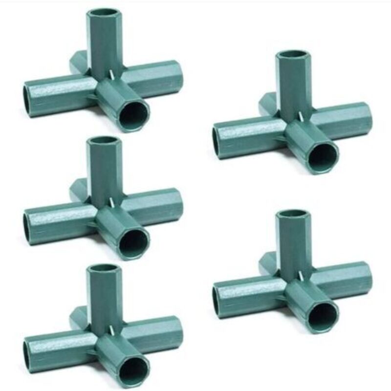 Satz Mit 5 Gewächshausrahmen-verbindern, 16 Mm, 5-wege-pvc-eckverbinder, Kunststoff-verbindungszubehör Für Gewächshäuser, Geeignet Für Gartenrahmen, Obstschutzkäfige, Zäune Und Gewächshausrahmen