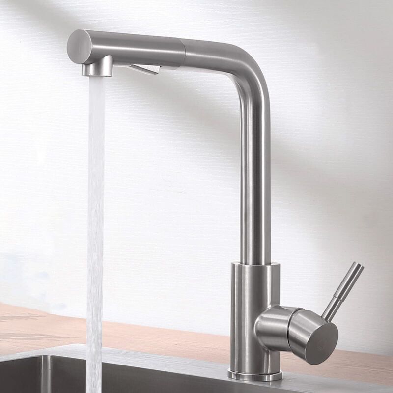 360° Schwenkbarer Küchenmischer Mit Ausziehbarer Brause, 2-spray-modi Küchenarmatur, Edelstahl Spülenmischer, Kalt/warm Verfügbar