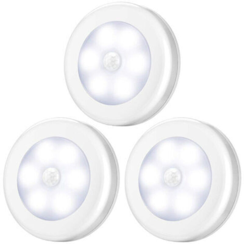 Kabellose Led-lampe Mit Bewegungsmelder Für Schrank, Treppe, Flur, Küche, Schlafzimmer (3 Stück) (weißes Gehäuse, Weißes Licht)