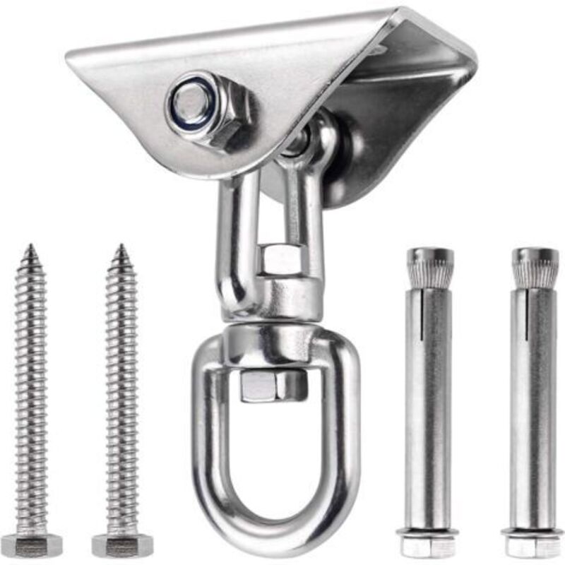 Innovative Deckenhaken Aus 304 Edelstahl, 500 Kg Tragfähigkeit, 360° Drehbar, Aufhängung Für Beton Und Holz, Geeignet Für Hängesessel, Lampen, Hängematten, Yoga, Inklusive 4 Befestigungsschrauben