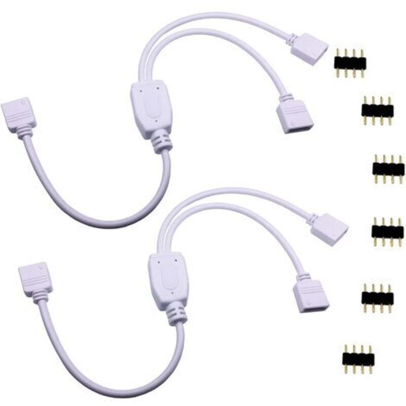 2er-pack Led-teilerkabel 1 Auf 2, Rgb-led-streifen-splitter, Dc-verzweigerkabel 1 Zu 2, 4-poliger Verlängerungsadapter Für Smd 5050 3528 2835 Rgb Led-streifen, 30 Cm, Weiß [energieklasse