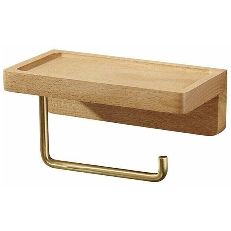 Devidoir Doppelte Toilettenpapierhalterung Massivholz Buche Wandmontage Selbstklebend Abgerundete Ecken Papierrollenhalter Deko Für Badezimmer Küche (buche)