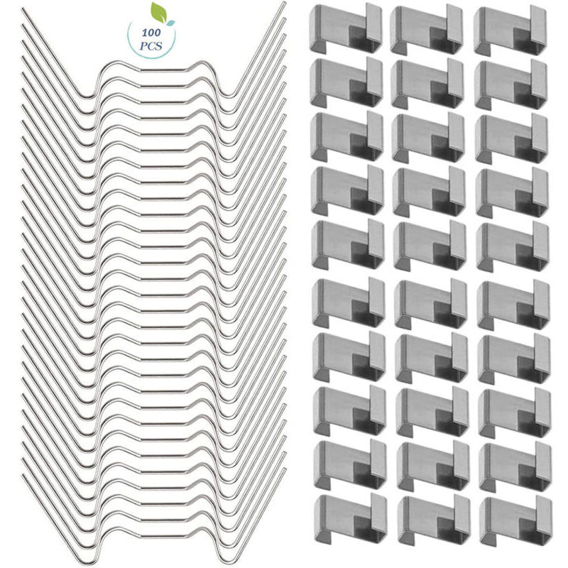 100 Stück Gewächshaus-glasclips, Fensterclips Aus Edelstahl Für Gewächshäuser (50 Stück 304 Edelstahl-drahtclips W, 50 Stück Überlappende 301 Edelstahlclips Z)