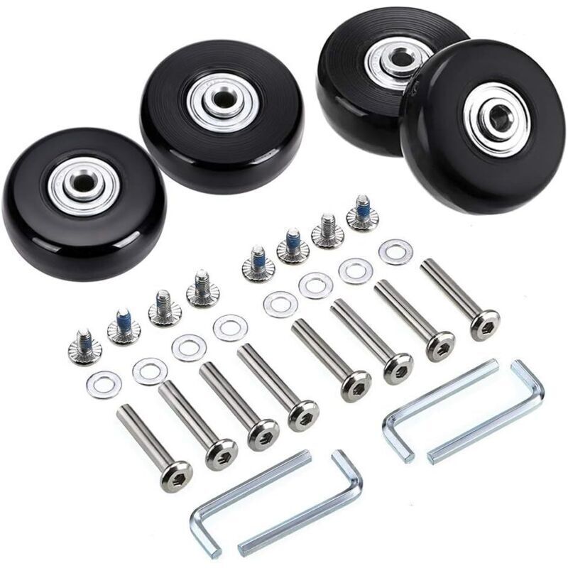 Set Mit 4 Ersatzrollen Für Trolley-koffer – Durchmesser 45 Mm – Gummi Und Metall – Einfache Installation – Schwenkrollen Für Bessere Mobilität