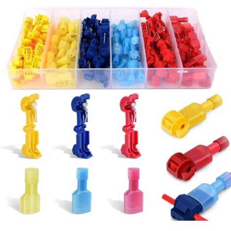 120-teiliges T-tap-steckverbinder-set – 60 T-tap-abzweigklemmen Und 60 Männliche Steckverbinder – Kabelquerschnitt 0,5–4 Mm² – Max. Stromstärke 15 A - 40 Stück