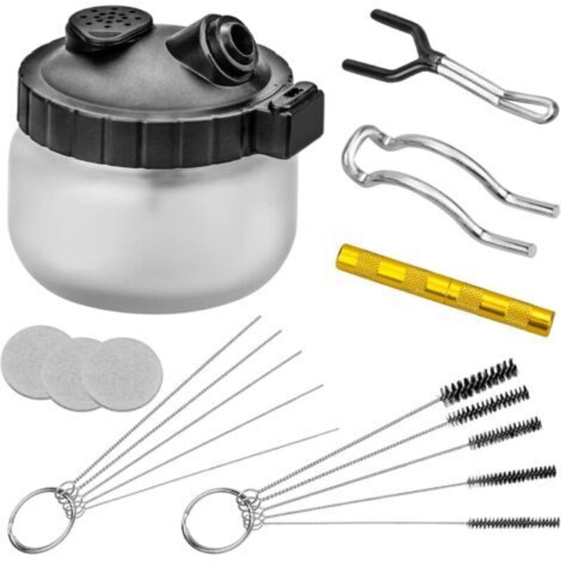 Airbrush-reinigungsset, Airbrush-reinigungswerkzeuge, Bestehend Aus 1 Airbrush-reinigungsbehälter, 5 Nylonbürsten, 5 Edelstahlnadeln Und 1 Reinigungsnadel