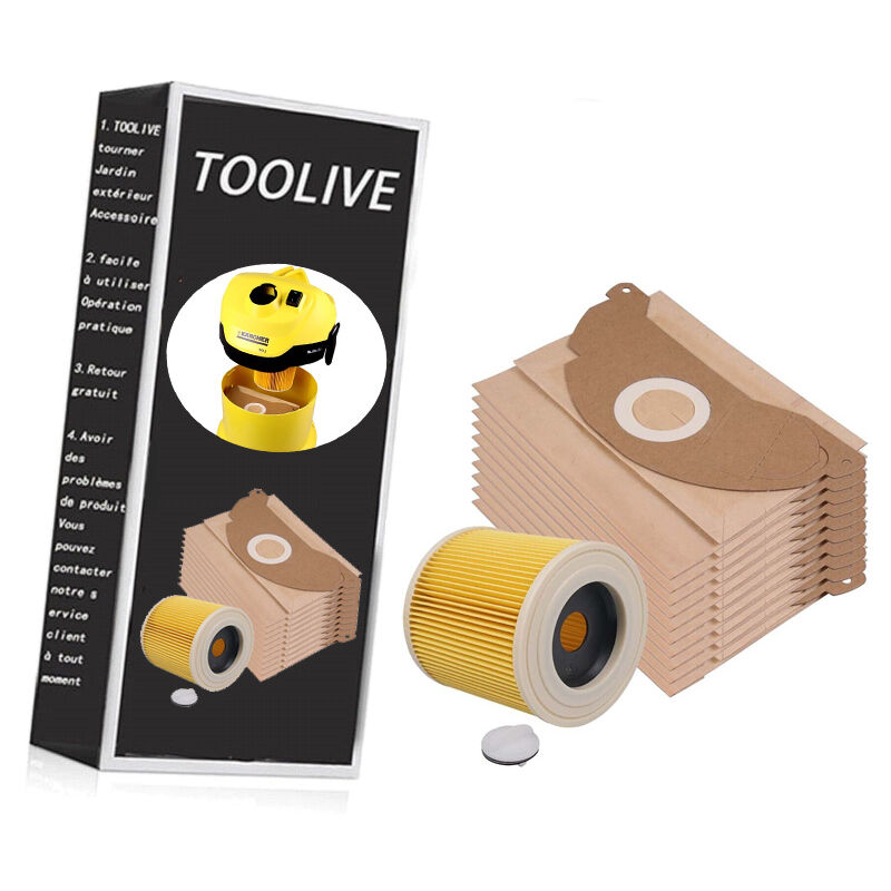10er-pack Staubsaugerbeutel + Filter Für Kärcher A 2004 A 2024 A 2054 Mv 2 Karcher 6.904-322 Papierstaubsaugerbeutel Kärcher Mv2 Wd2 Premium Für Trockenbetrieb
