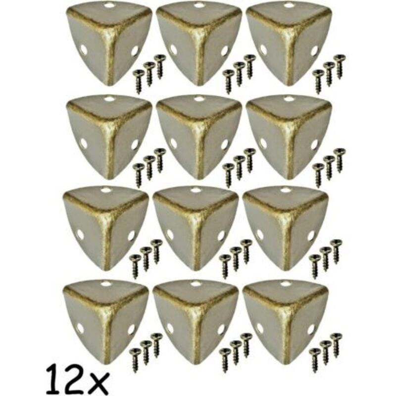 12 Antike Runde Möbelecken, Eckschutz, Metallbeschläge Für Kisten, Möbel, Regale, Kantenschutz, Antiker Messing-look, Vintage-stil, 12er-set, Schrauben Enthalten