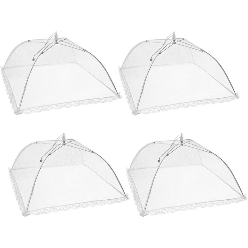 4er-pack Pop-up-netz-abdeckungen Für Lebensmittel, 17-zoll Zusammenklappbarer Schutzschirm Im Regenschirmstil Gegen Fliegen, Insekten Und Mücken, Weiß
