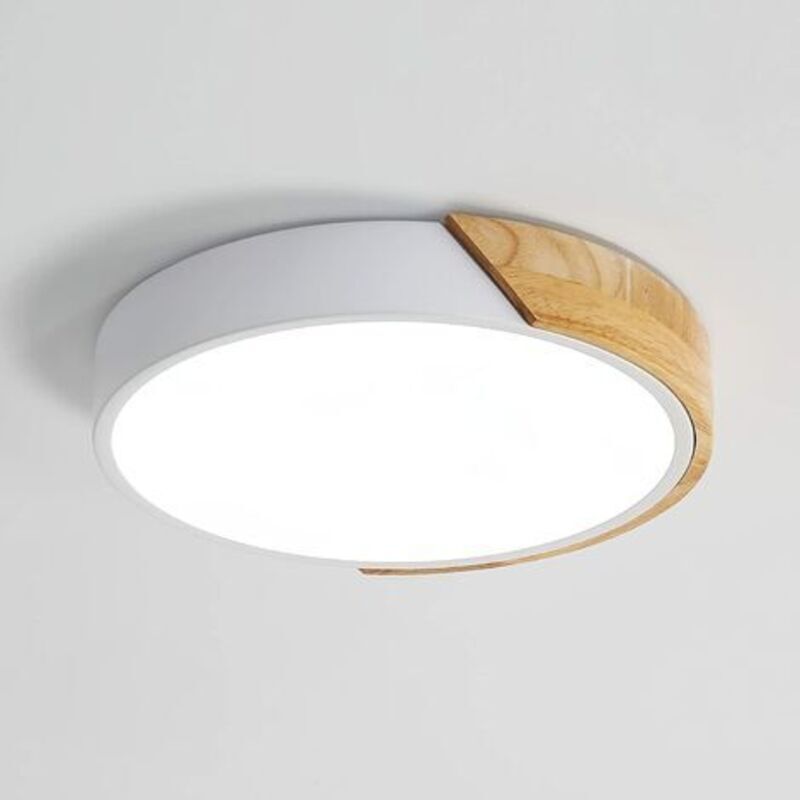 Runde Led-holz-deckenleuchte 25w – Dreifarbige Beleuchtung – Ø30cm Für Schlafzimmer, Küche, Wohnzimmer, Esszimmer, Büro
