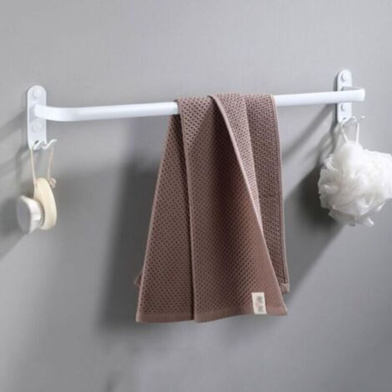 Wandhandtuchhalter Mehrschichtige Handtuchstange Mit Haken, Platzsparender Aluminium-handtuchhalter Für Badezimmer, Hotelküche, Zeitgenössischer Stil - 50 Cm, Weiß, 1 Schicht