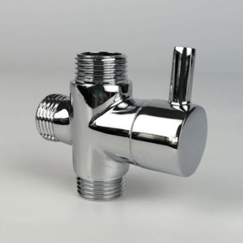 Umgehungsventil, Männlich G1/2 Messinghahn T-adapter Chrom Badezimmer Duschhahn Zubehör 3-wege-wasserumsteller Füllventil Männlich