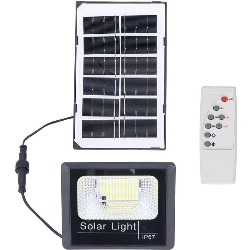 100 Led Solar-strahler Für Außenbereich, Ip67 Wasserdicht, Solarbetriebene Wandleuchte Mit Fernbedienung, Gartenleuchte, Hohe Helligkeit