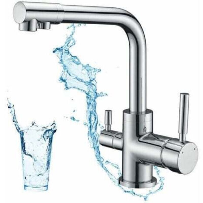 3-wege-küchenarmatur, 360° Drehbarer Küchenmischer, Küchenarmatur Für Trinkwasser, Küchenspülenmischer Mit Ausgang Für Gefiltertes Wasser