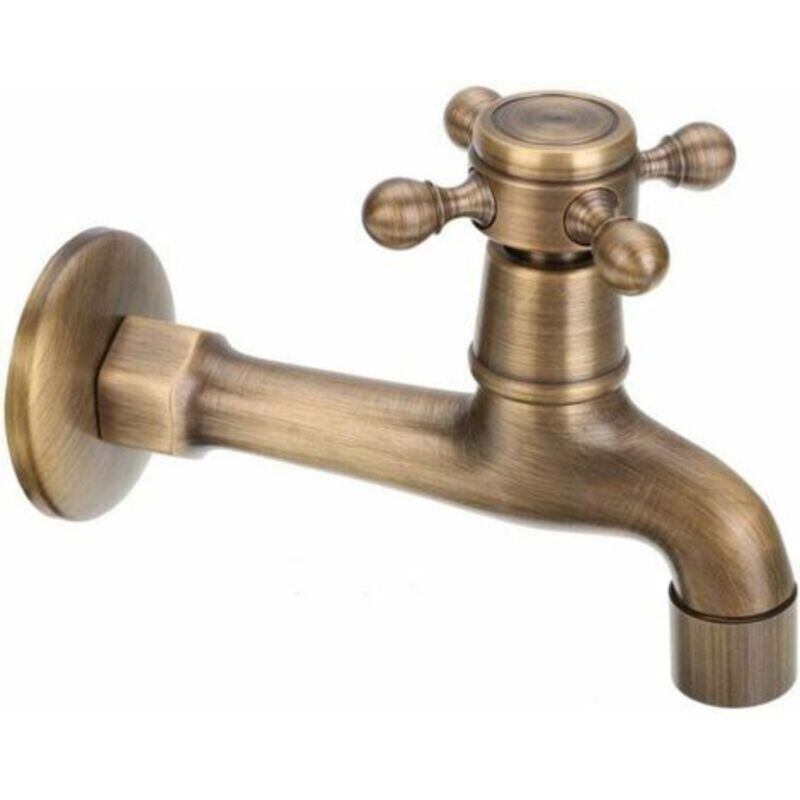 Vintage-wandhahn Für Kaltwasser – Messing – Keramikventil – Eingangsdurchmesser 2 Cm – Länge 15 Cm – Für Badezimmer Und Außenbereich