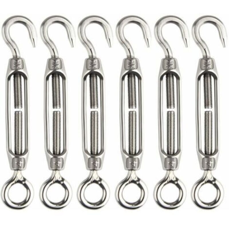 6 Stück Drahtspanner M4 Aus Edelstahl, Verstellbar, Augenschraube Und Haken-set, Heavy Duty