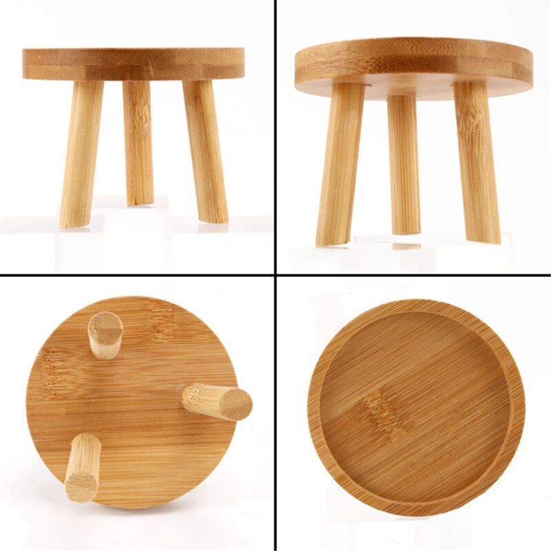 Holz-pflanzenständer Blumentopf-ständer Hocker Für Balkon Sukkulenten Regal Rund Für Innen- Und Außenbereich