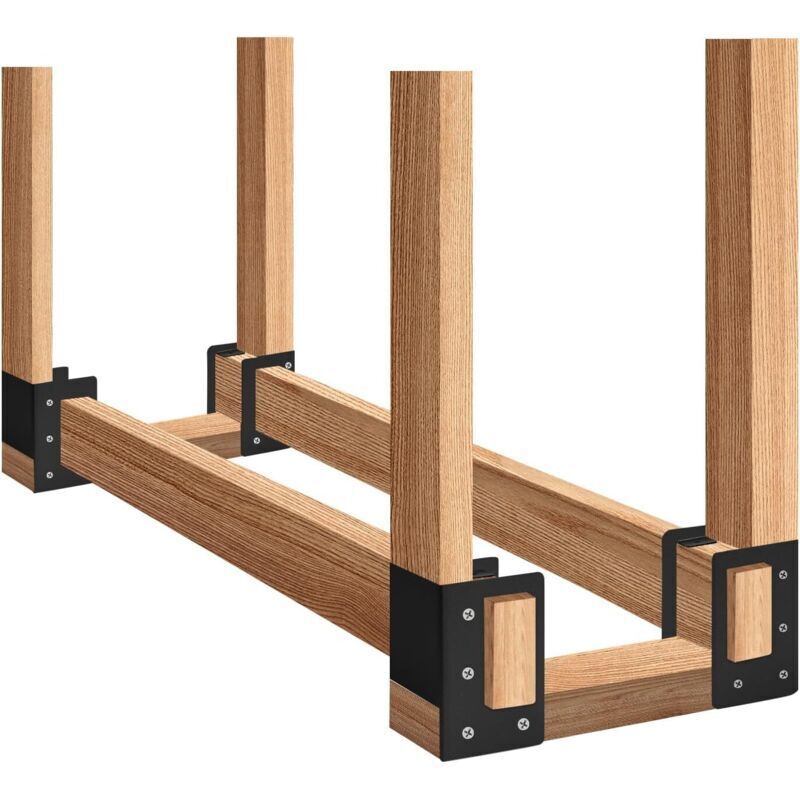Lagerständer Für Brennholz (4er-set), Kaminholz-aufbewahrungsständer, Verstellbarer, Pulverbeschichteter Stahlständer Für Innen- Und Außenbereich, Mit Holzschrauben