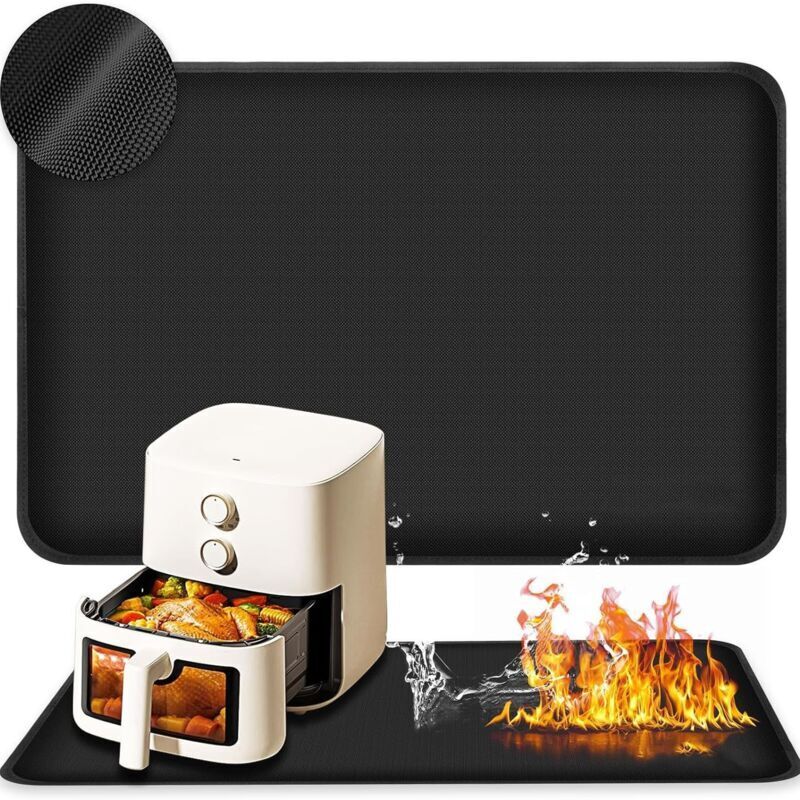 Hitzebeständige Matte Für Heißluftfritteuse, 40 × 60 Cm Große Feuerfeste Silikonfasermatte, Rutschfeste Und Hitzebeständige Matte Für Heißluftfritteuse, Kaffeemaschine, Mikrowelle