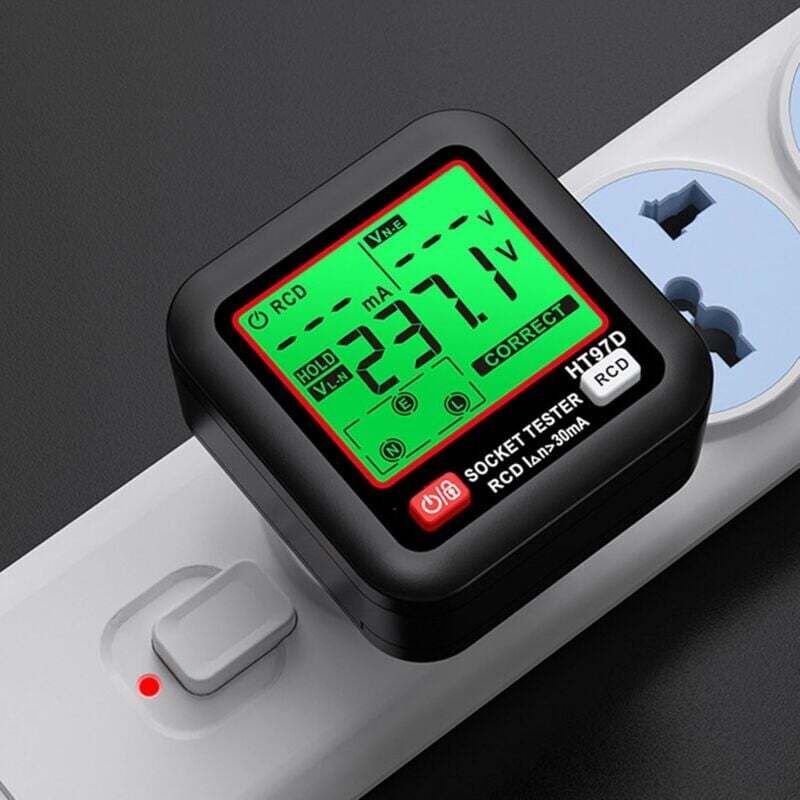 Erdungstester Für Steckdosentester, Lcd-anzeige Rcd-auslösetest, Polaritätsphasenprüfung, Ac30-260v 45-65hz Steckdosendetektor