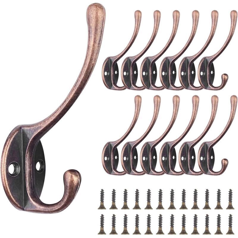 12 Stück Vintage Wandgarderobenhaken, Einzigartige Metall-hut- Und Kleiderhaken Aus Rostfreiem Stahl Mit Schrauben Für Zuhause, Garderobe, Badezimmer, Küche (rot-bronze)