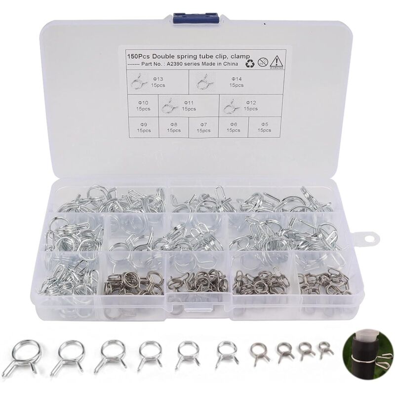 150 Stück 10 Größen Kraftstoffschlauchklemmen, Federklemmen, Schlauchschellen Passend Für Schläuche Von 5 Mm - 14 Mm