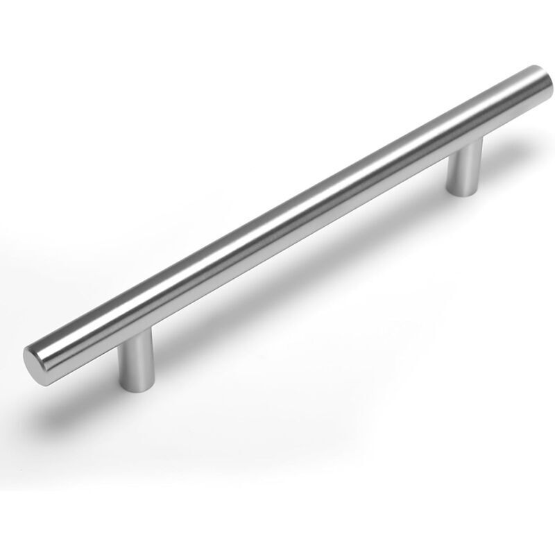 Satz Von 10 Modernen Und Schlichten T-förmigen Küchenschrankgriffen, 110 Mm, Edelstahl Und Gebürstetes Nickel