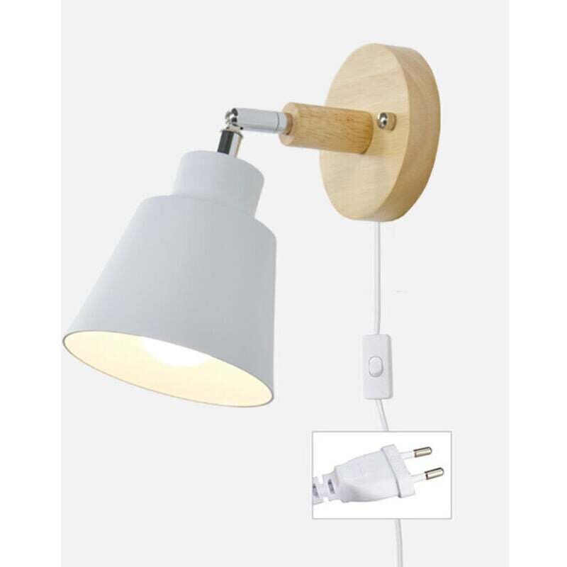 Wandleuchte Aus Holz Und Aluminium E27 – Verstellbarer Lampenschirm 12 Cm – Leistung 60 W – Moderne Nachttischlampe Für Wohnzimmer Und Schlafzimmer