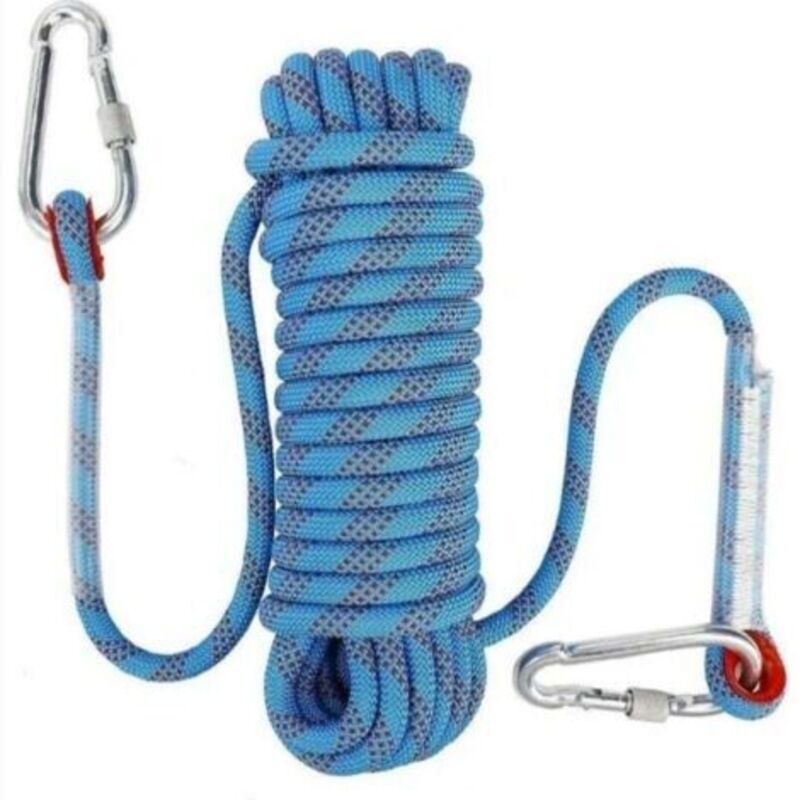 Kletterseil Mit 10 Mm Statischem Sicherheitskarabiner, Polyester-bergsteigerseil, Rettungsseil Für Wandern, Bergsteigen Und Klettern, 10 M