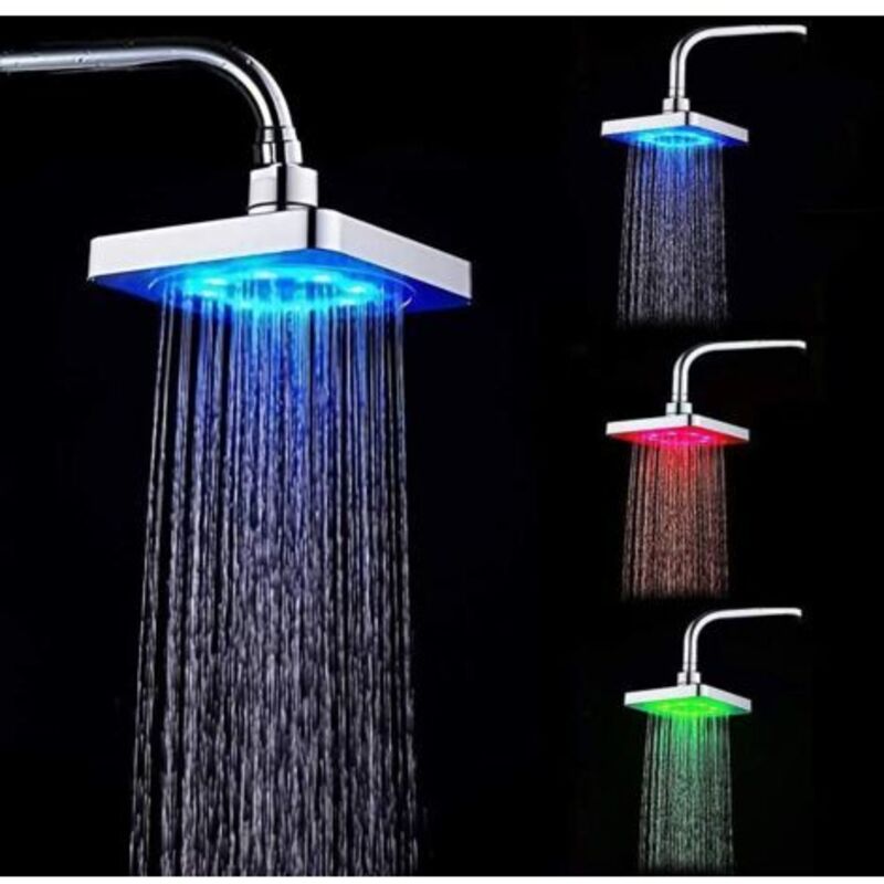 Duschkopf Led Top-sprühfunktion, 3 Farbwechsel Mit Wassertemperatur, Hochdruck-ionenfilter, Beleuchtete Polier-duschbrause, Keine Batterien Erforderlich