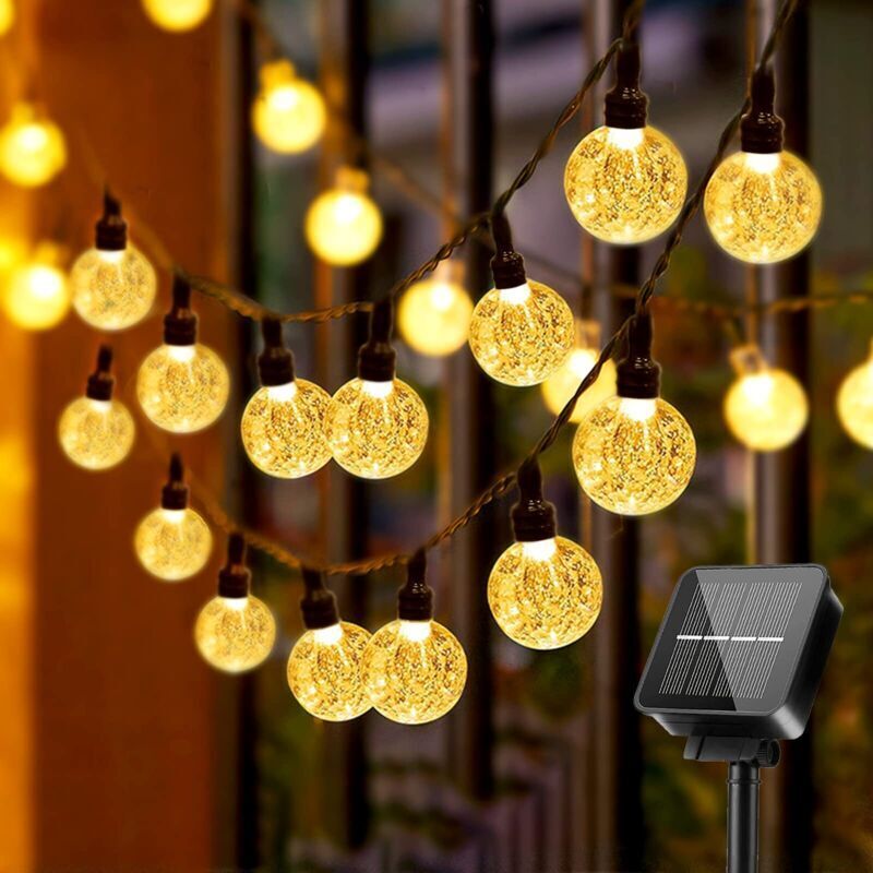 Solarlichterkette - 30 Led Kristall Solar Lichterkette Für Außen Und Innen, 8 Modi Für Garten, Terrasse, Balkon, Bäume, Hochzeit, Party