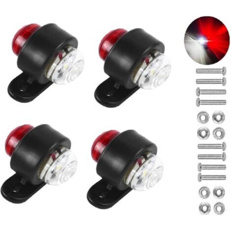 Gotrays – 4er-pack Seitliche Led-positionsleuchten 12-24v – Rot Und Weiß – Doppelseitig – Hohe Helligkeit – Einfache Installation