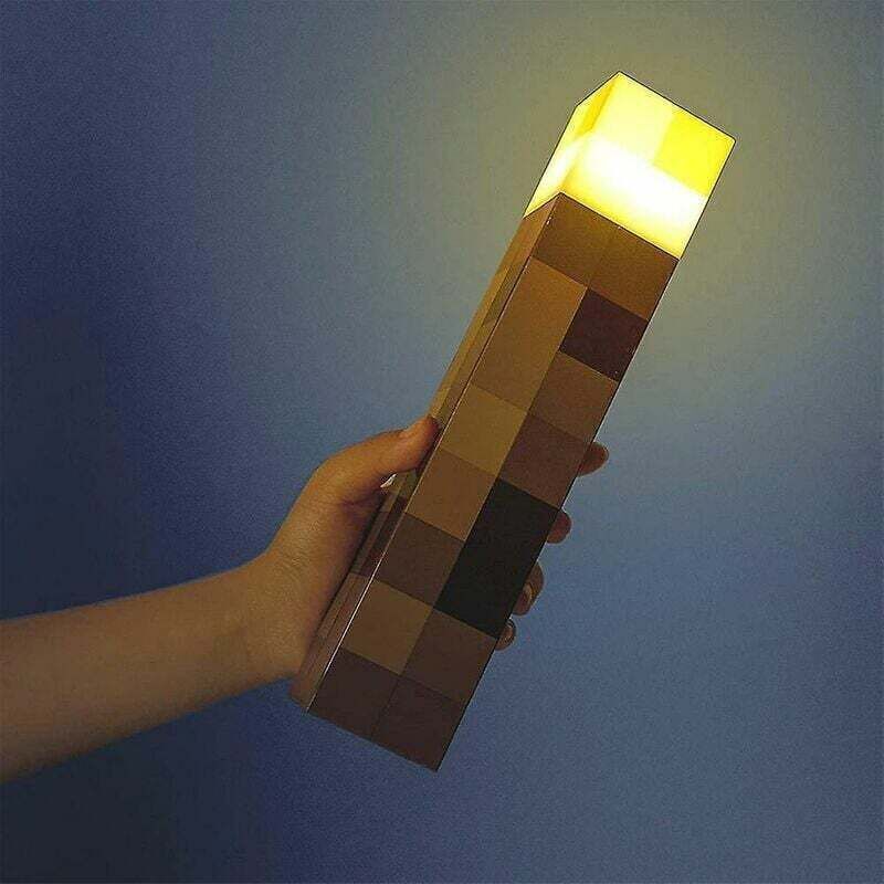 Led-schreibtischlampe Im Minecraft-fackel-design – Usb-aufladbar – 3 Stunden Akkulaufzeit – Spielerische Dekoration Für Kinder