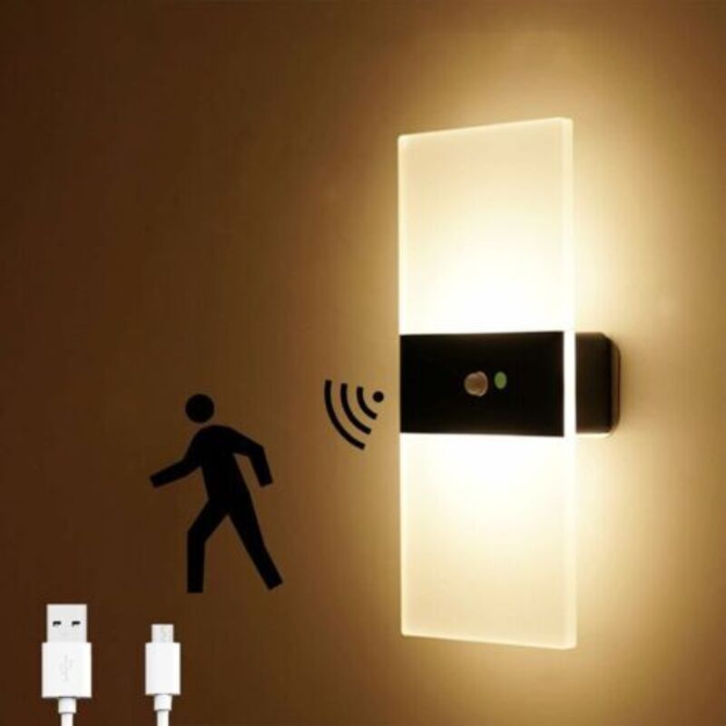 Kabellose, Wiederaufladbare Led-wandleuchte Mit Usb-anschluss – 120° Bewegungsmelder – Installation Ohne Bohren – Automatische Innenbeleuchtung