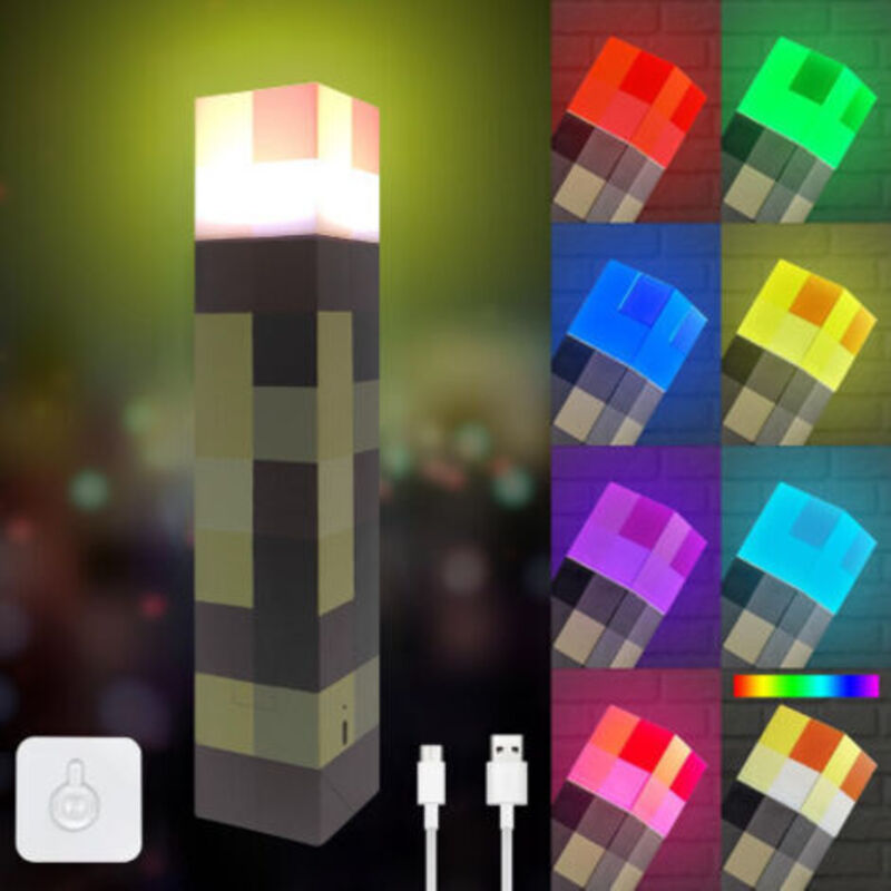 Nachtlicht-wandleuchte Mit Filmcharakter, Fackel-wandlampe, 7 Farben, Usb-aufladbar, 3d-nachttischlampe Für Kinder, Cosplay-geschenk [energieklasse B]