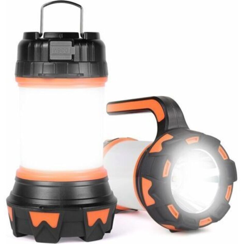 Wiederaufladbare Led-laterne, Campinglampe 1000 Lumen 4000mah 360°, Tragbarer Wiederaufladbarer Led-strahler, Super Leistungsstark, 6 Lichtmodi Für Camping, Usb-kabel Inklusive, Wasserdicht Ipx4 [ener