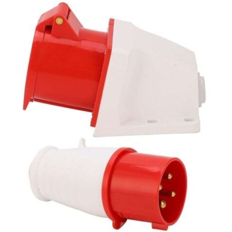 4-polige Steckdose 32a, Dreiphasiger Stromanschluss, Wasserdichte Industriesteckdose Zur Oberflächenmontage Ac 380v-415v, Steckdosen, Konverter