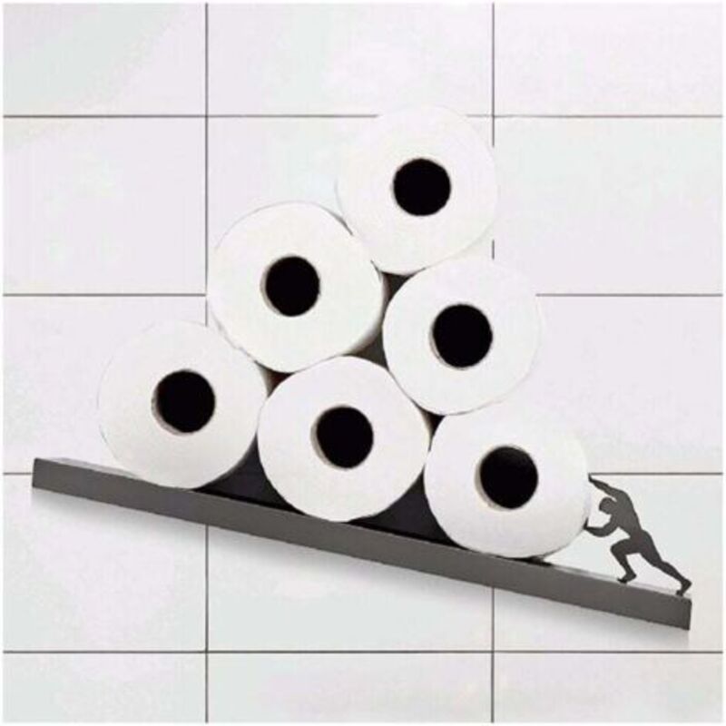 Schwebendes Regal Für Toilettenpapier Aus Metall – Wandhalterung Mit Neigung 44x10x10 Cm – Moderne Aufbewahrung Für Rollen Und Handtücher