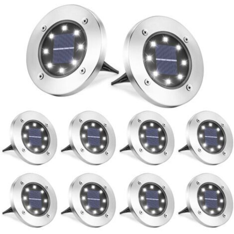 8 Stück Led Solarlicht Für Außenbereich – Bodeneinbauleuchten Für Den Garten – Kaltweiß Rasenbeleuchtung Npterbl