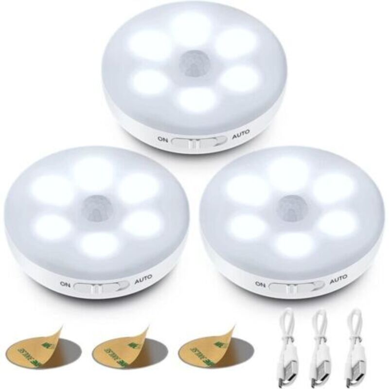Automatische Led-nachtlicht, Bewegungs Sensor-innenleuchte, Kabellose Led-lampen, 3 Modi (auto/an/aus), Led-schrankleuchte, Usb-aufladbare Lampe Für Vitrinen, Küche, Schminktisch, Flur [c