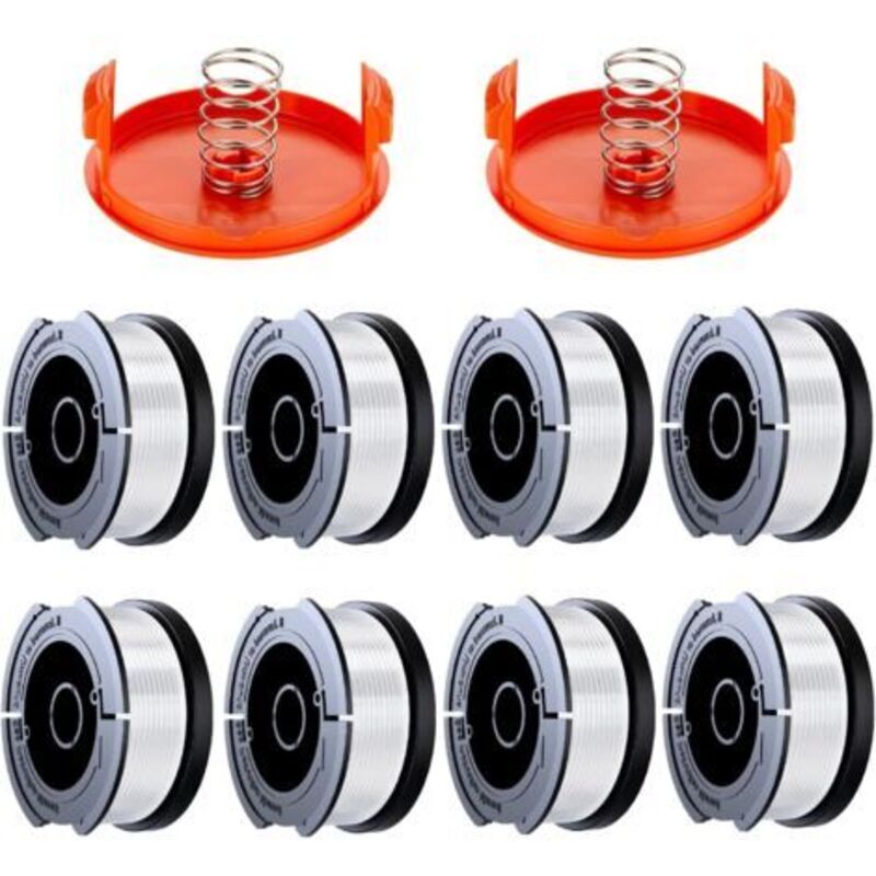 8er-pack Trimmerfaden-spulen Kompatibel Mit Black & Decker Rasentrimmern, A6481 A6485 1,65 Mm Faden Für Freischneider (8 Trimmerfäden, 2 Abdeckungen, 2 Federn)
