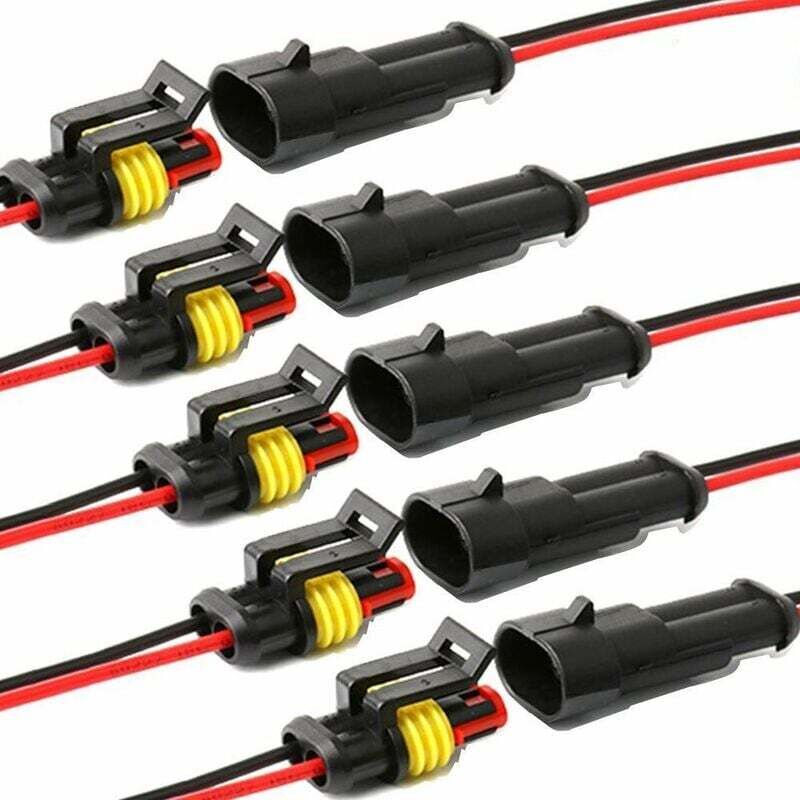 Wasserdichter Stecker, Selbstsichernde 2-polige Elektrische Kabelsteckverbinder Mit 16 Awg-kabel Für Marineanwendungen, Geeignet Für Fahrzeug-, Lkw-, Boots- Und Andere Kabelverbindungen. (5er-pack) (2