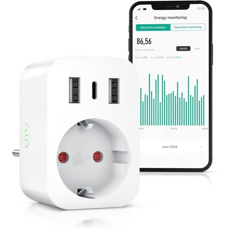 Intelligente Wlan-steckdose Mit Usb – Smart Life – Strommessung – Usb-ladegerät – Wlan-fernsteuerung Über Die Smart Life-app – Sprachsteuerung Mit Alexa Und Google Home – Energiemessgerät Zur Kostenüb