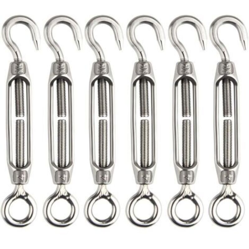 Drahtspanner, Haken- Und Ösenspanner Aus 304 Edelstahl, Verstellbares Spannerset M4, Robust (6 Stück)
