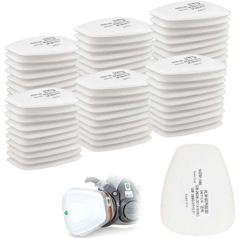 Satz Mit 60 Baumwollfiltern Von 3m Für Vollmasken, Einsteckfilter Cn 5n11, Für Filter 6000, 6200, 6800, 7501, 7502 Und Ff402 (weiß)