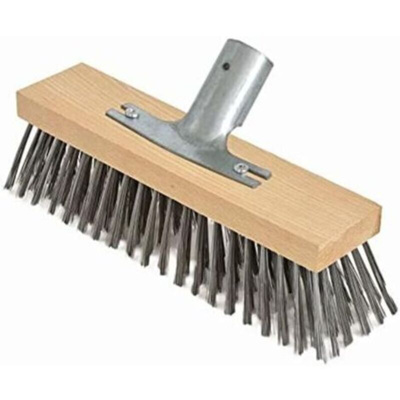 Stahlhaarbesen, 30 Cm Mit Metallgriffhalterung - Ø 28 Cm - Besenkopf Bürste - Körper Aus Hochwertigem Buchenholz