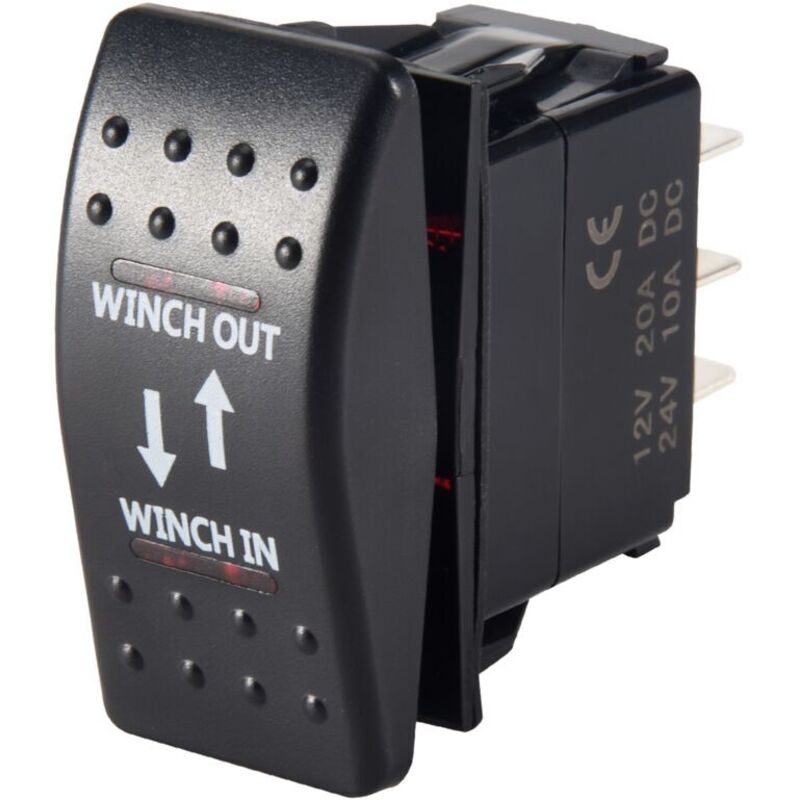 Kippschalter Ein-aus 12 V 20 A, 7-polig, Rote Led